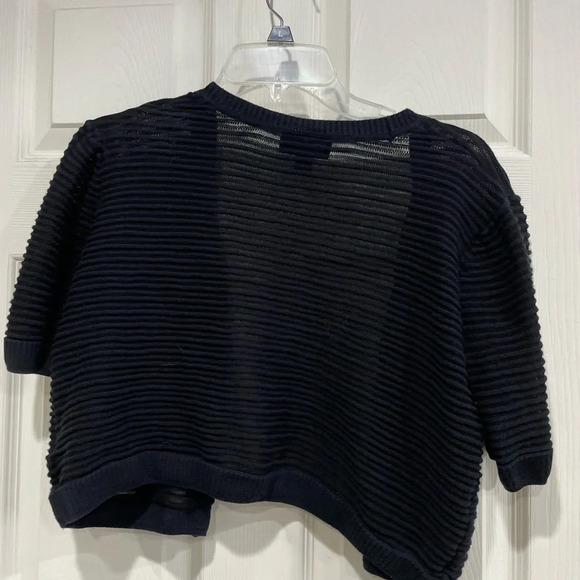 AB Studio Womens Mix-Stitch Flyaway Open-Front Cardigan Bolero Size Large Black - Picture 4 of 4